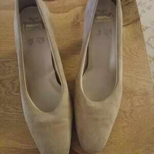 Ladies Court Shoes Size 4.5 M&S Microfibre Beige